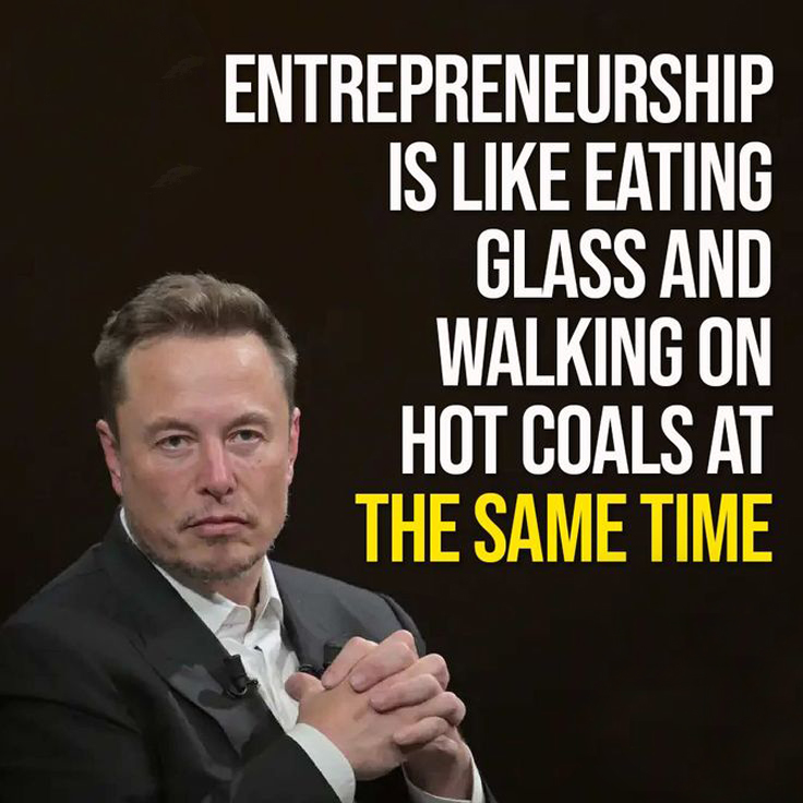 Elon Musk's Entrepreneurship is like eating glass and walking on hot coals at the same time