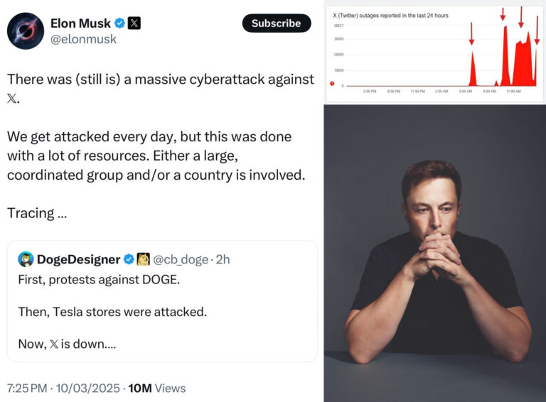 Elon Musk claims ‘massive cyber-attack’ caused X outages